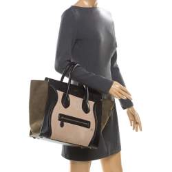 مملوكة مسبقًا حقيبة يد سيلين ميني لاغيدج سويدي وجلد ثلاثية اللون