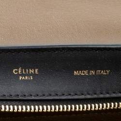 Pre Owned Celine Tri Color Leather and Suede Medium Trapeze Top Handle Bag