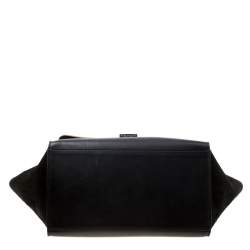 Pre Owned Celine Black/Brown Calf Hair and Leather Medium Trapeze Top Handle Bag