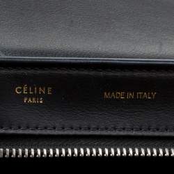Pre Owned Celine Black/Brown Calf Hair and Leather Medium Trapeze Top Handle Bag