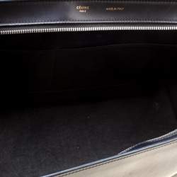Pre Owned Celine Black/Brown Calf Hair and Leather Medium Trapeze Top Handle Bag