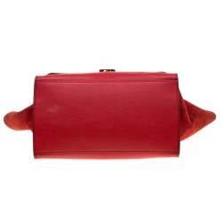 Pre Owned Celine Red Leather and Suede Medium Trapeze Bag