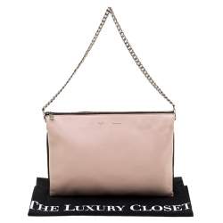 Pre Owned Celine Tri Color Soft Leather Trio Zip Chain Clutch