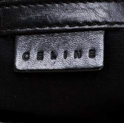 Pre Owned Celine Black C Logo Embossed Suede and Leather Shoulder Bag