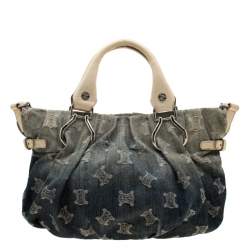 Pre Owned حقيبة يد سيلين جلد نقش تمساح ودنيم ماكادام زرقاء