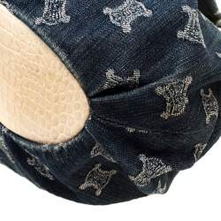 Pre Owned حقيبة يد سيلين جلد نقش تمساح ودنيم ماكادام زرقاء