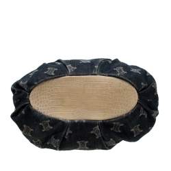 Pre Owned حقيبة يد سيلين جلد نقش تمساح ودنيم ماكادام زرقاء