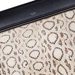 Pre Owned Celine Black/Beige Python and Leather Medium Edge Bag