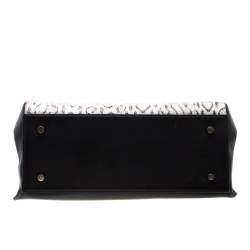 Pre Owned Celine Black/Beige Python and Leather Medium Edge Bag