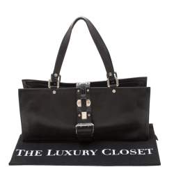 Pre Owned Celine Black Leather Buckle Flap Tote