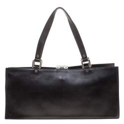 Pre Owned Celine Black Leather Buckle Flap Tote