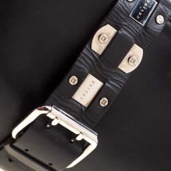Pre Owned Celine Black Leather Buckle Flap Tote