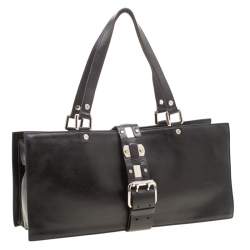 Pre Owned Celine Black Leather Buckle Flap Tote