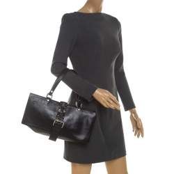 Pre Owned Celine Black Leather Buckle Flap Tote