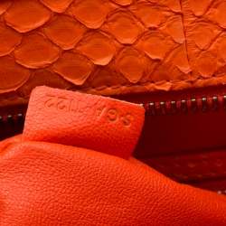 Celine Orange Python Mini Luggage Tote