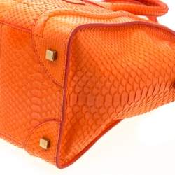 Celine Orange Python Mini Luggage Tote