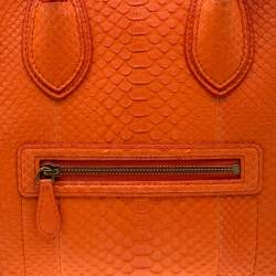 Celine Orange Python Mini Luggage Tote