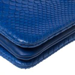 Pre Owned Celine Blue Python Leather Small Trio Crossbody Bag