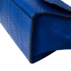 Pre Owned Celine Blue Python and Suede Medium Trapeze Bag