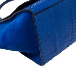 Pre Owned Celine Blue Python and Suede Medium Trapeze Bag