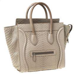 Pre Owned حقيبة يد  سيلين ميني لاغيدج جلد ثعبان رصاصية