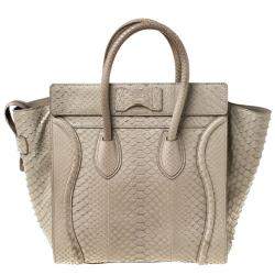 Pre Owned حقيبة يد  سيلين ميني لاغيدج جلد ثعبان رصاصية