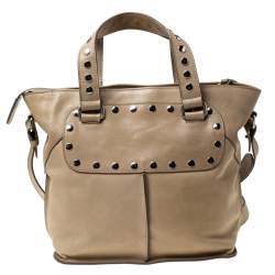 Pre Owned Celine Beige Leather Studded Tote