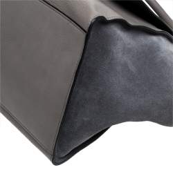 Pre Owned Celine Grey Leather and Suede Large Trapeze Top Handle Bag