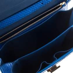 Pre Owned Celine Blue Python Medium Classic Box Shoulder Bag