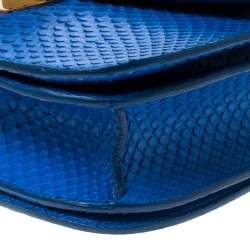 Pre Owned Celine Blue Python Medium Classic Box Shoulder Bag