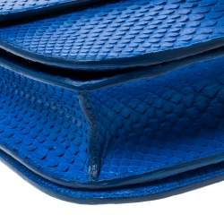 Pre Owned Celine Blue Python Medium Classic Box Shoulder Bag