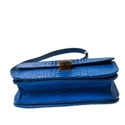 Pre Owned Celine Blue Python Medium Classic Box Shoulder Bag