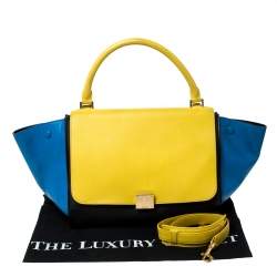 Pre Owned Celine Tri Color Leather Medium Trapeze Top Handle Bag