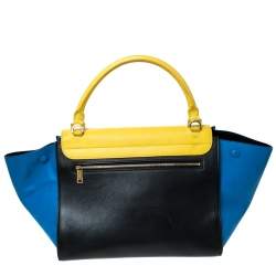 Pre Owned Celine Tri Color Leather Medium Trapeze Top Handle Bag