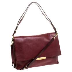 Pre Owned Celine Red Calfskin Leather Blade Flap Bag