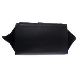 Pre Owned Celine Black/Beige Python/Suede and Leather Medium Trapeze Bag