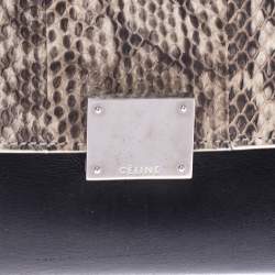 Pre Owned Celine Black/Beige Python/Suede and Leather Medium Trapeze Bag