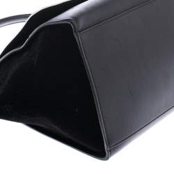 Pre Owned Celine Black/Beige Python/Suede and Leather Medium Trapeze Bag