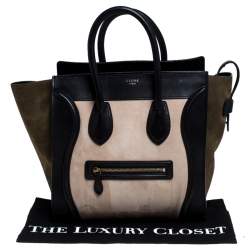 مملوكة مسبقًا Celine Tri Color Nubuck and Leather Mini Luggage Tote
