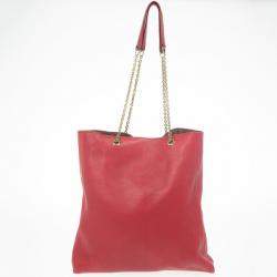 Pre Owned Celine Red Leather Envelope Pocket Tote