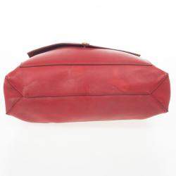 Pre Owned Celine Red Leather Envelope Pocket Tote