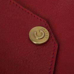 Pre Owned Celine Red Leather Envelope Pocket Tote