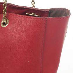 Pre Owned Celine Red Leather Envelope Pocket Tote