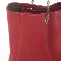 Pre Owned Celine Red Leather Envelope Pocket Tote