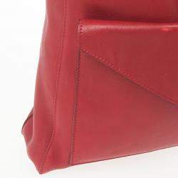 Pre Owned Celine Red Leather Envelope Pocket Tote