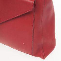 Pre Owned Celine Red Leather Envelope Pocket Tote