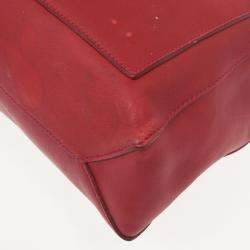 Pre Owned Celine Red Leather Envelope Pocket Tote