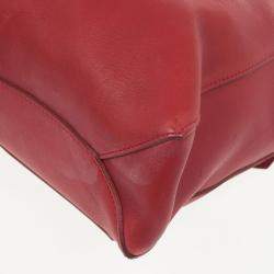 Pre Owned Celine Red Leather Envelope Pocket Tote