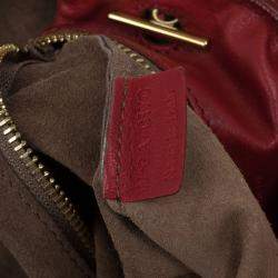 Pre Owned Celine Red Leather Envelope Pocket Tote