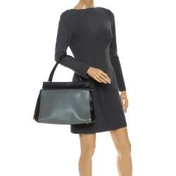 Pre Owned Celine Black/Grey Leather Medium Edge Top Handle Bag